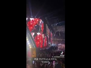 Una ragazza sta in topless al concerto di Vasco Rossi
